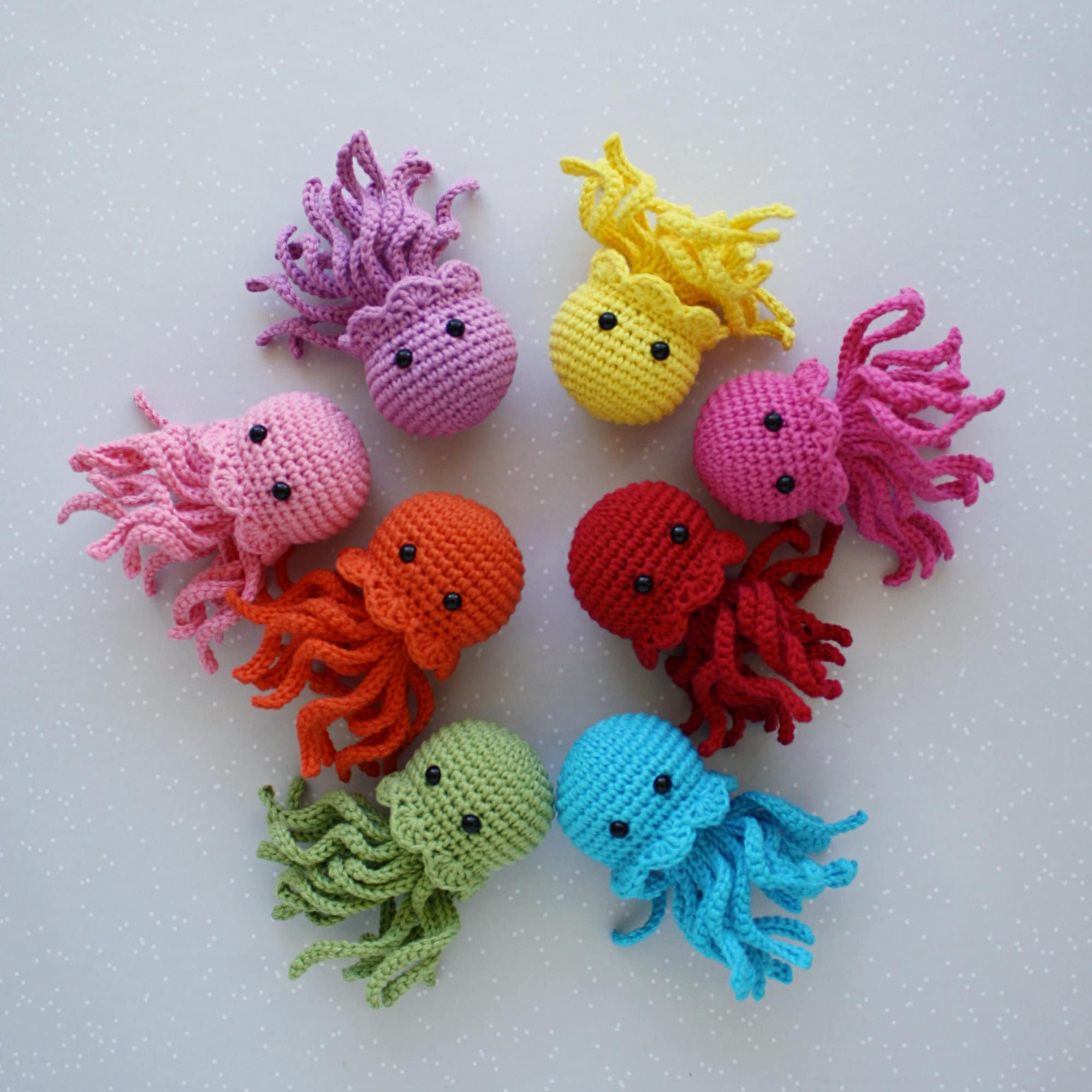 Small crocheted jellyfish made of cotton