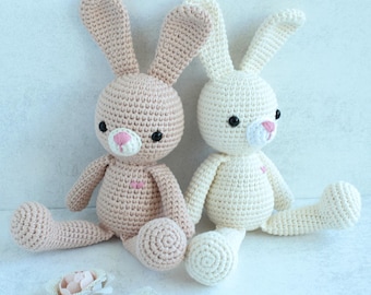 Crocheted bunny in cream or beige – Amigurumi toy – Gift for a newborn