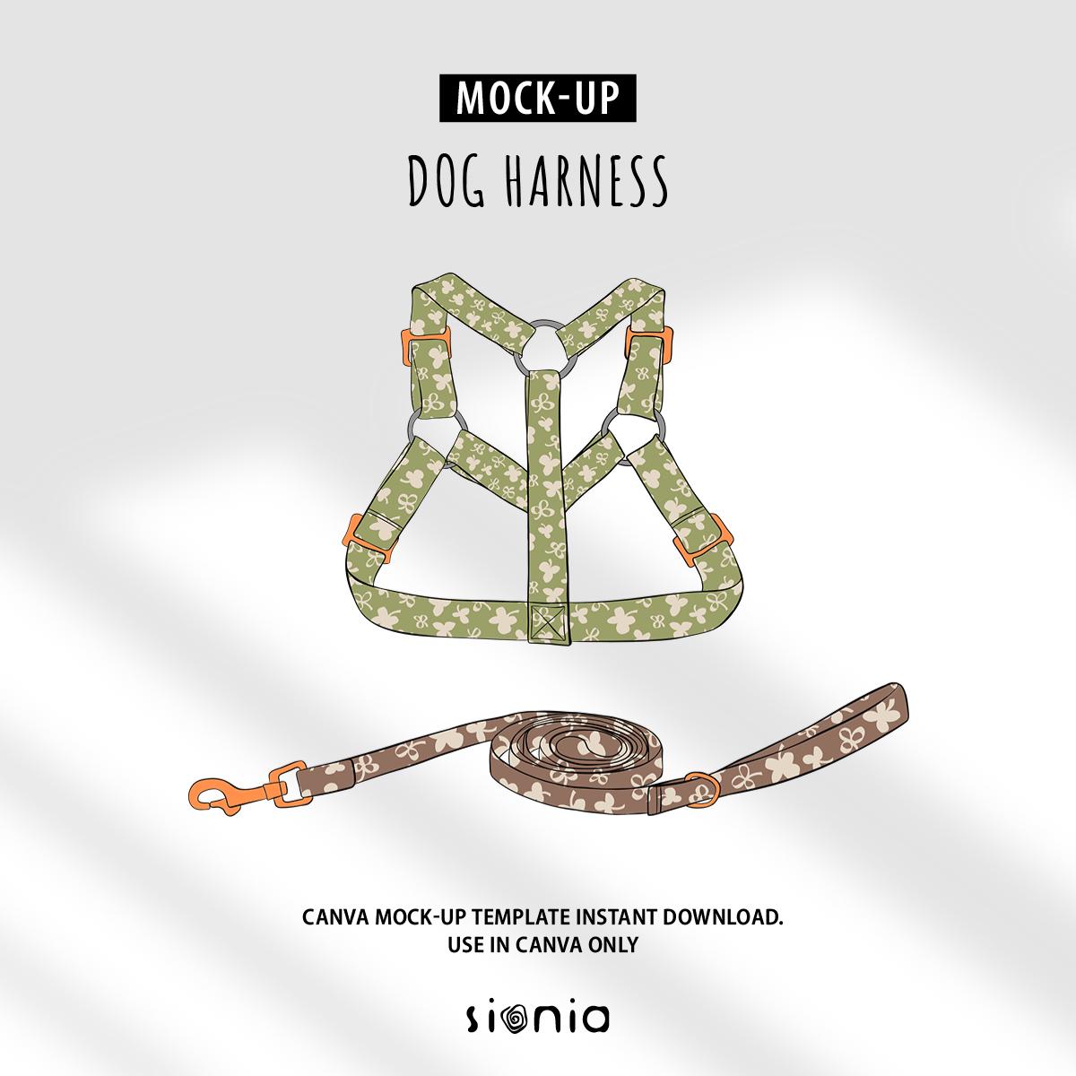 Leash Template.pdf Dog Harness Bundle Set Mockup CANVA Template | Bib Design | Mockup ...