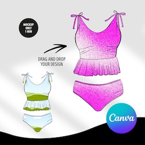 Bikini Set Swimsuit Mockup Canva | Swim Suit Mock Up | Digital Mockup for clothing bathing suit | Canva frame template