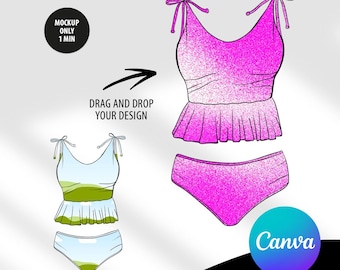 Bikiniset Baddräkt Mockup Canva | Baddräkt Mockup | Digital Mockup för baddräkt | Canva rammall