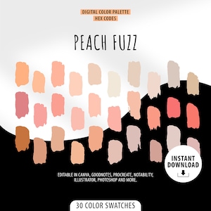 Pantone 2024 | Peach Fuzz Procreate Color Palette I HEX CODES I Goodnotes Tool I Digital Design Art I Color Chart Swatches I iPad I Adobe