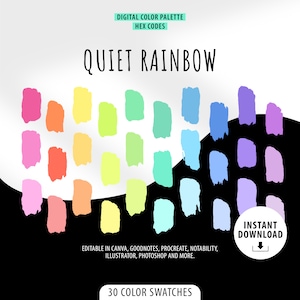 Quiet Rainbow Procreate Color Palette I HEX CODES I Procreate Goodnotes Tool I Digital Design Art I Color Chart Swatches I iPad I Adobe