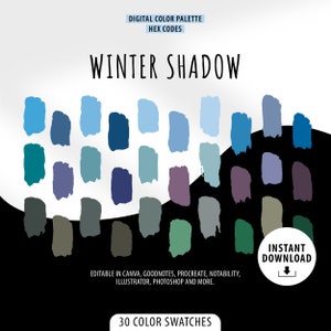 Winter Shadow Procreate Color Palette I HEX CODES I Procreate Goodnotes Tool I Digital Design Art I Color Chart Swatches I iPad I Adobe