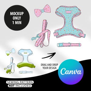 Dog Harness Bundle Set Mockup CANVA Template | Bib Design | Mockup Canva for Pup Leash Vest | Canva Frame Template