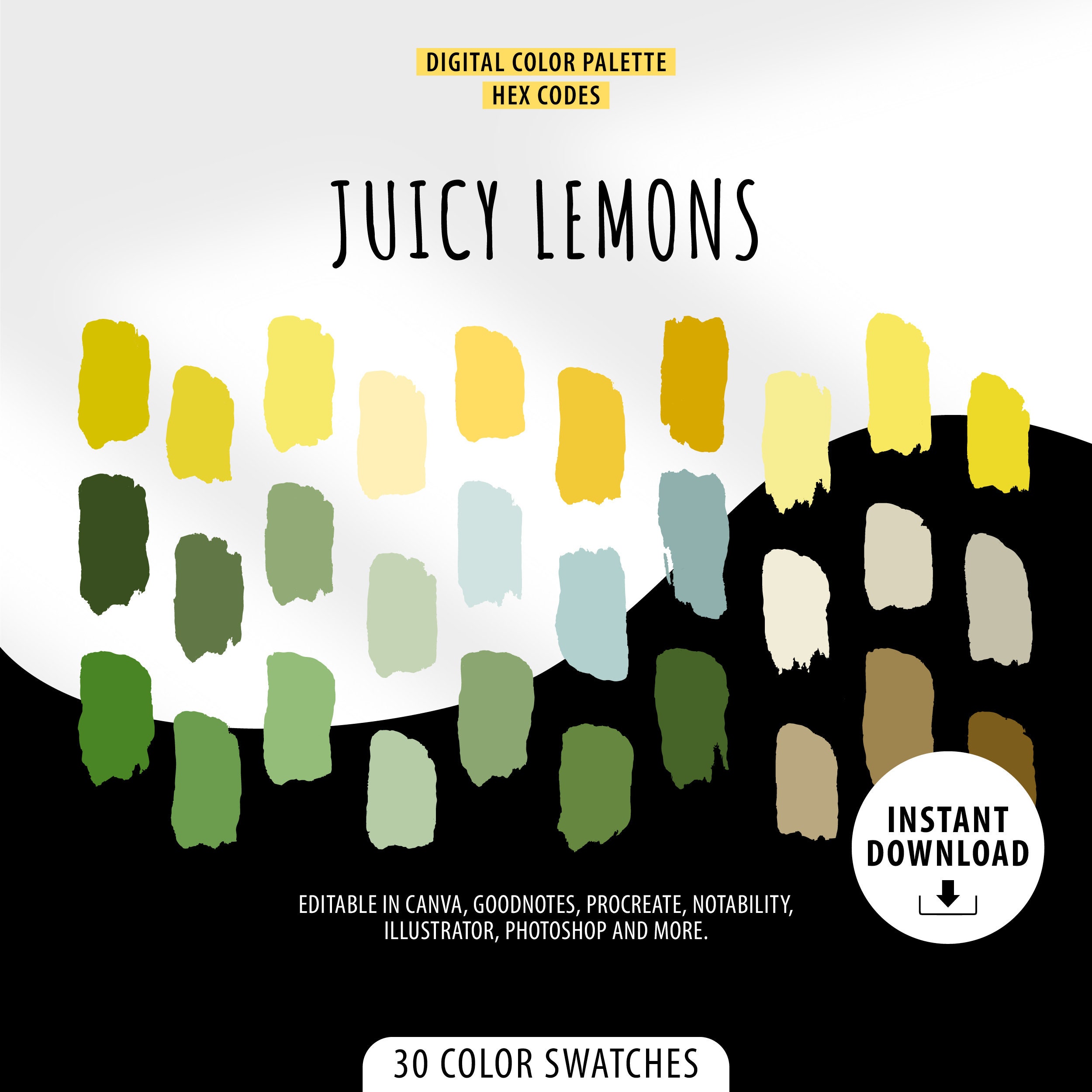 Juicy Lemons Procreate Color Palette I HEX CODES I Procreate Etsy