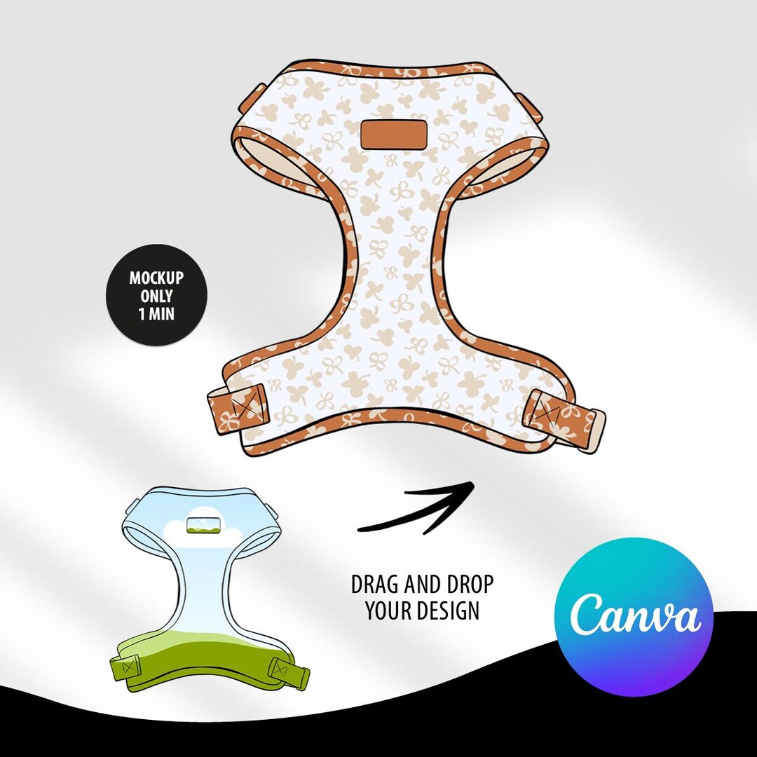 Leash Template.pdf Dog Harness Mockup CANVA Template | Bib Design | Mockup Canva for Pup ...