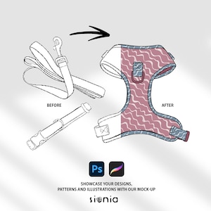 Dog Harness Bundle Set Mock-Up | Digital Mock up for Pup Leash Vest | Procreate mockup | Photoshop mockup | Instructions Included