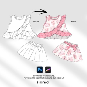 Twirl Skirt Crop Top Mock-Up | Skirt Mock Up | Digital Mockup for clothing set | Procreate mockup | PSD mockup | Instructions included