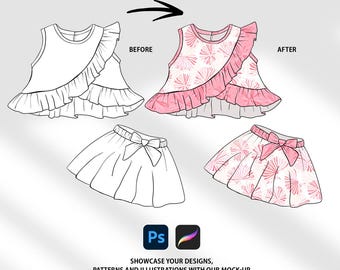 Twirl Skirt Crop Top Mock-Up | Skirt Mock Up | Digital Mockup for clothing set | Procreate mockup | PSD mockup | Instructions included