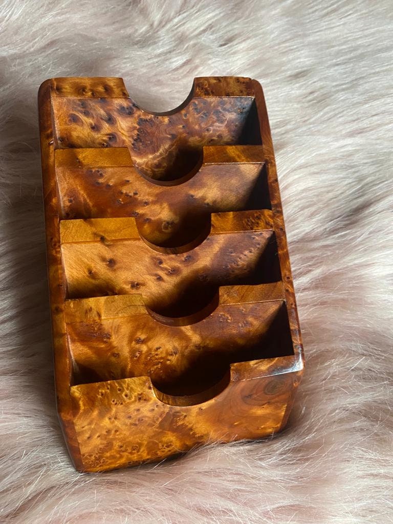 Titulaire de La Carte Visite Thuya Burl, Support Visite, Carte Visite Box Home Organisateur Bureau,