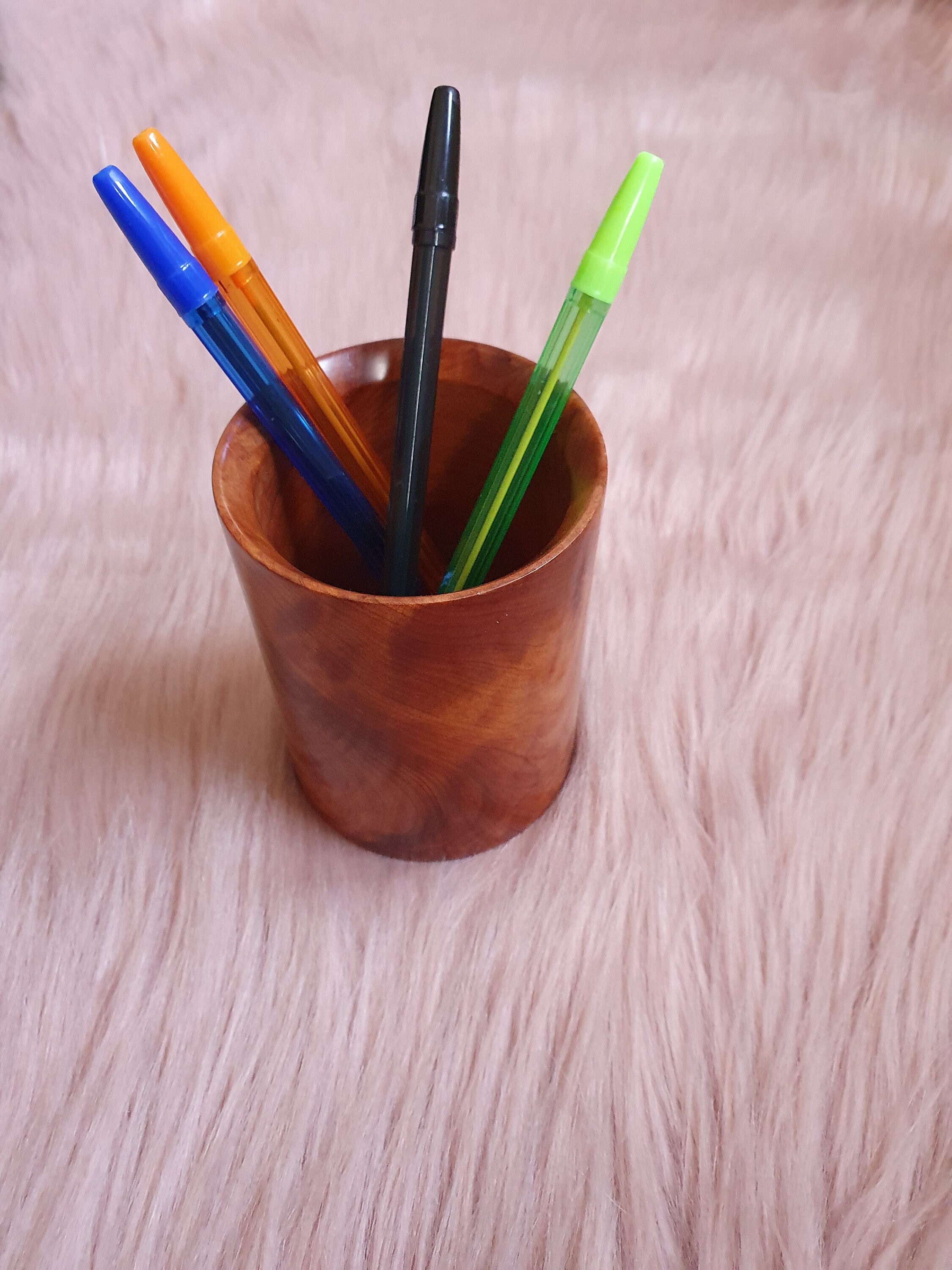 Porte-stylos en Bois de Thuya, Tasse à Crayons Bois, Thuya Marocain, Rangement Bureau, Pen Holders, 