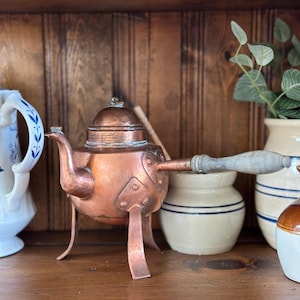 Vintage Hammered Copper footed  Teapot