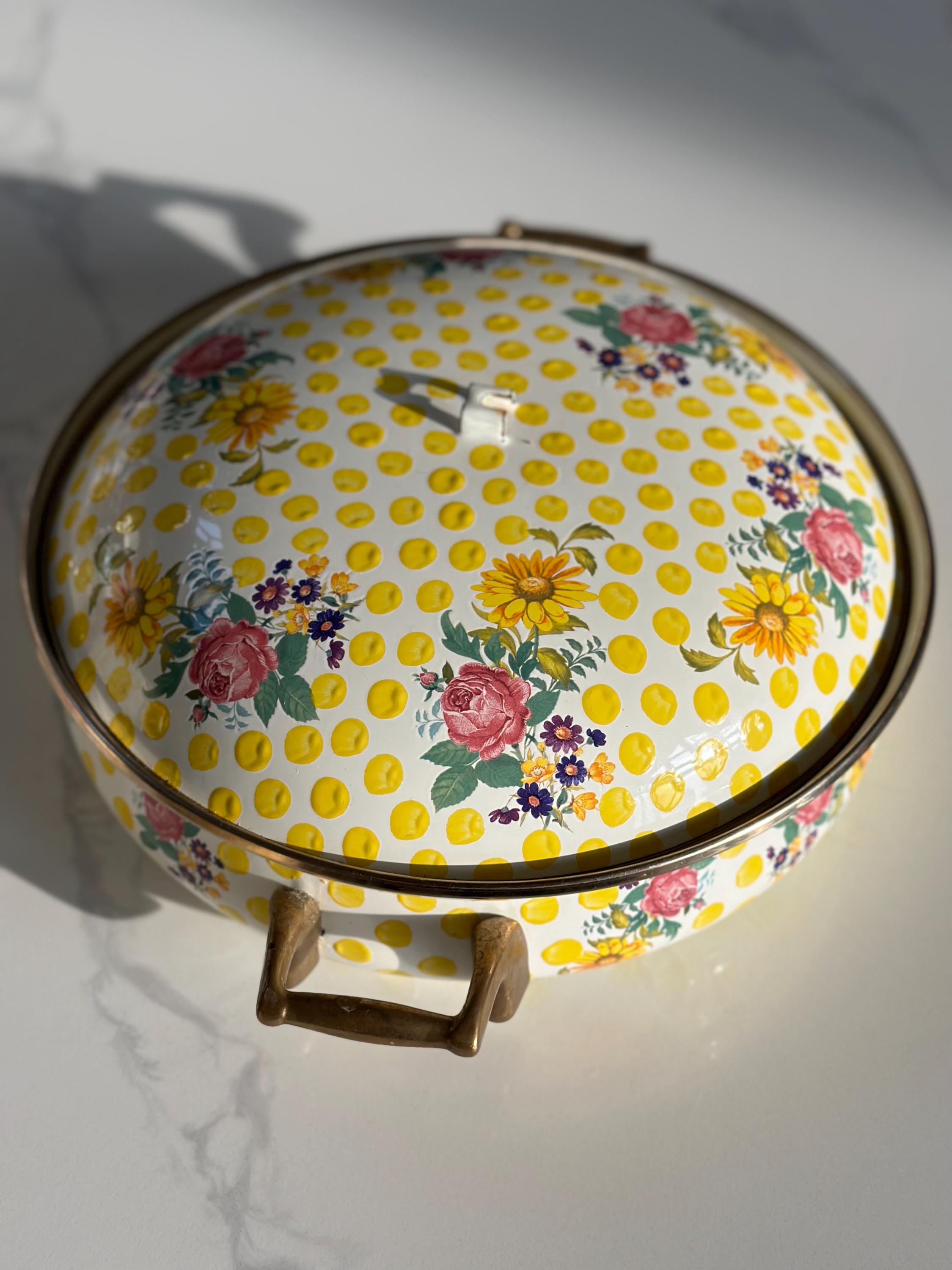 Vintage Mackenzie Childs Buttercup Pots and Cake Cover Set