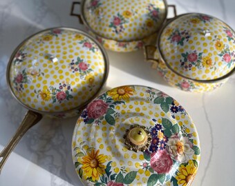 マッケンジーチャイルド　ケーキカヴァー Vintage Mackenzie Childs Buttercup Pots and Cake Cover Set