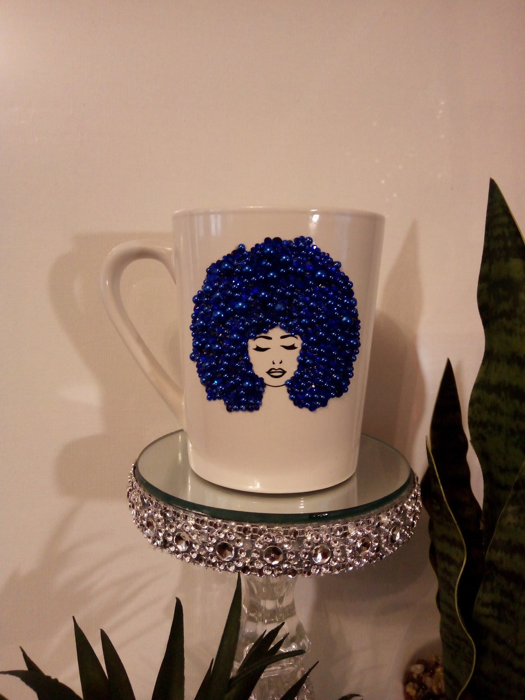 Jane Afro Woman Bling Mug, Personalized Mugs, Custom Mugs, Party Favors ...