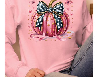 Pink Polka Dot Pumpkin Sweatshirt - Breast Cancer Awareness Fall Shirt, gift for her