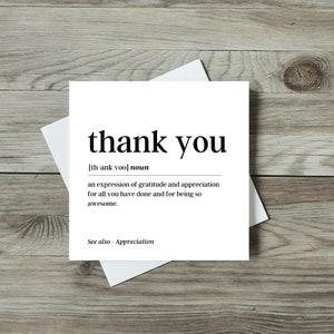 Danke Definition-Karte | Vielen Dank, dass Sie Grußkarten | Lexikon Karten | Definition Karten | Personalisierte Danke Karten Hochzeit Bankett |