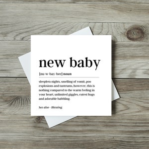 Neue Baby Karte | Glückwunschkarten | Wörterbuchkarten | Definitionskarten | Erwartungskarte | Willkommen in der Weltkarte | Neugeborenes Baby |