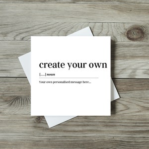 Cartão de definição personalizado | Cartão de dicionário personalizado | Crie seu próprio cartão de definição | Cartão de significado personalizado | Cartões para ele | Cartões-presente |