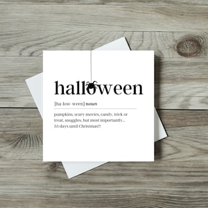 Halloween Definition Karte | Wörterbuchkarten | Definitionskarten | Karten Für Ihn | Karten für Sie |