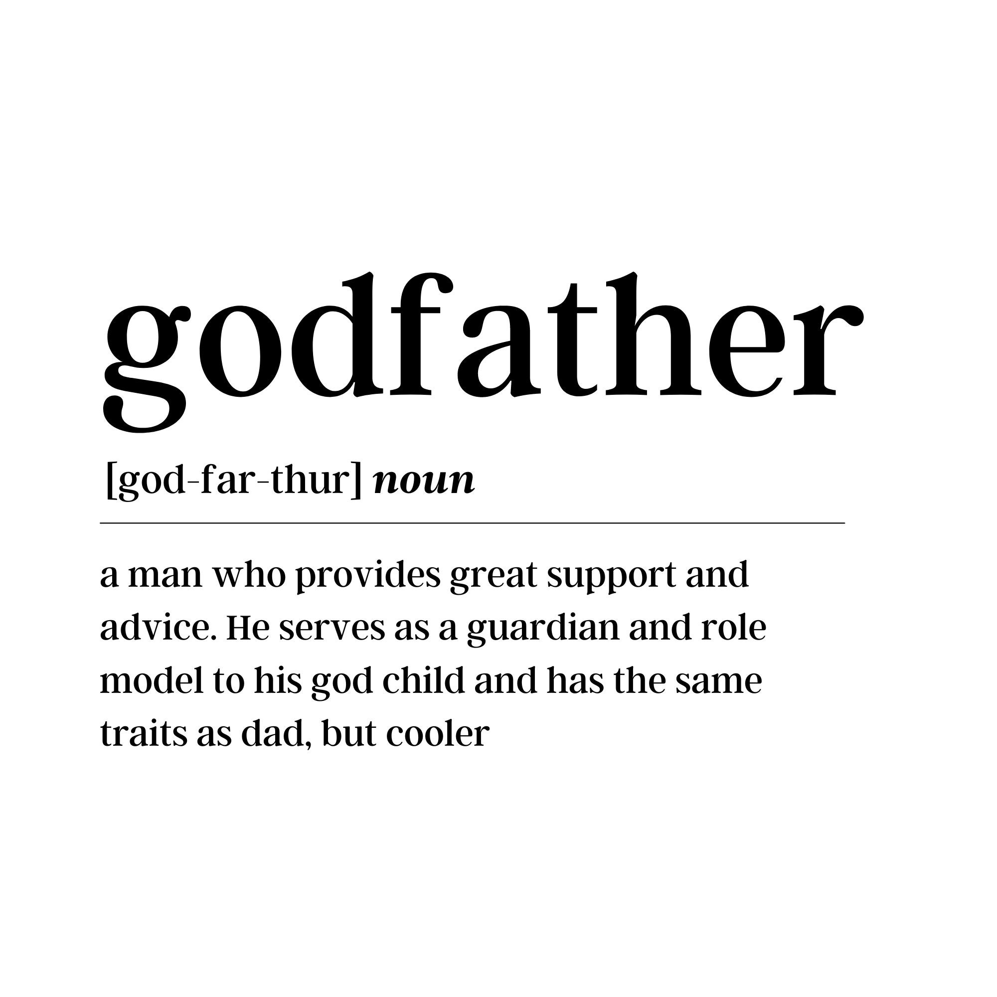 Godfather Definition Note Card | Godfather Card | Gift for Godfather