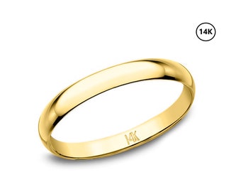 14k Yellow Gold Band / 2mm Regular Dome Classic Fit / Gold Wedding Band / Polished Men's and Women's Wedding Ring / Solid Gold Wedding Ring