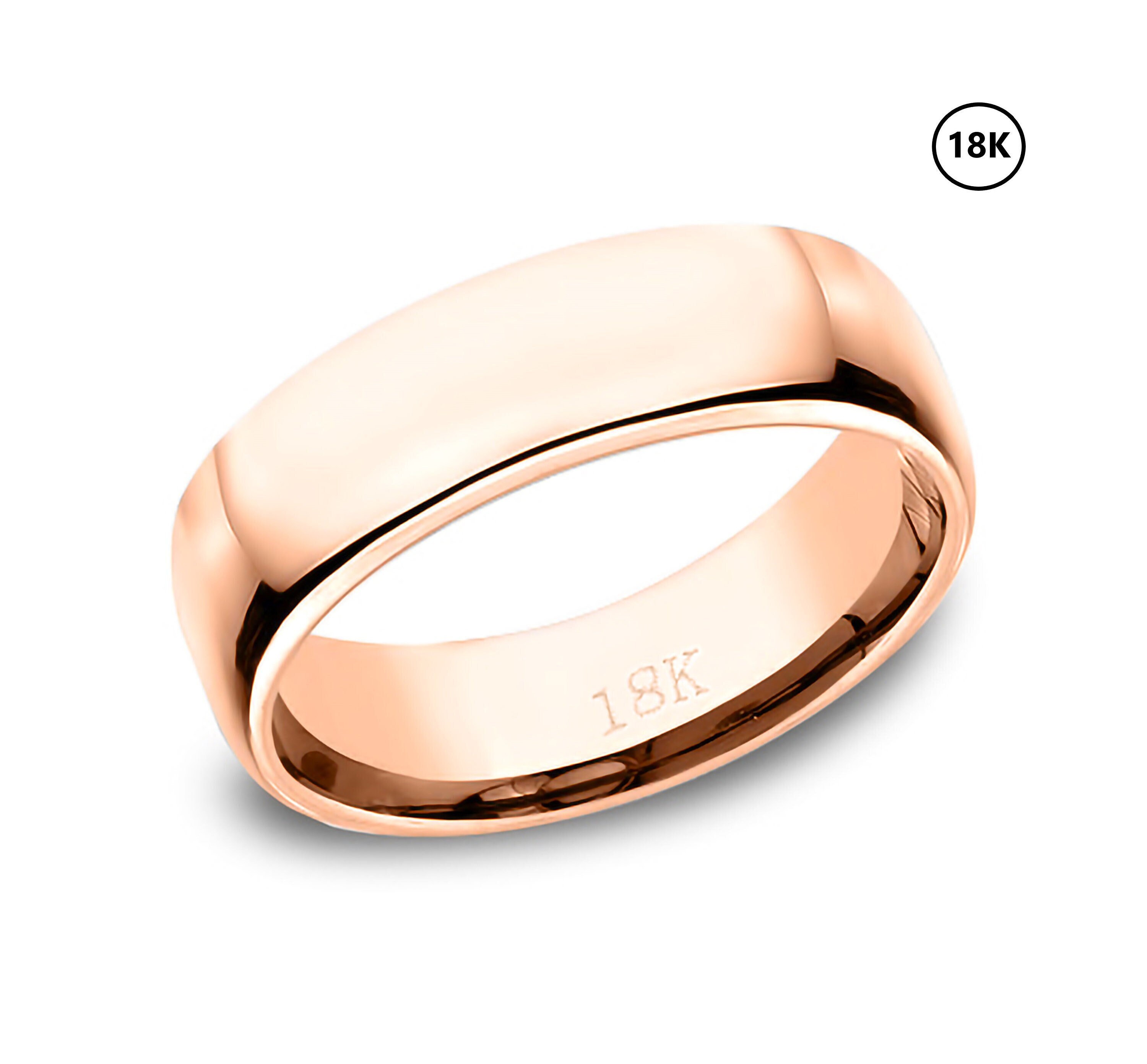 Heavy 14K Rose Solid Gold Wedding Band Plain Dome Comfort Fit Ring Men Women 