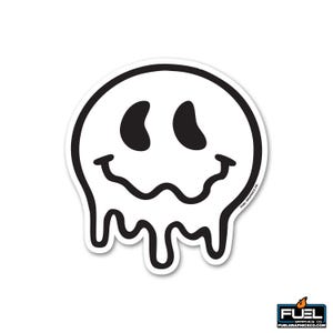 Melting Smiley Face Black and White Vinyl Decal