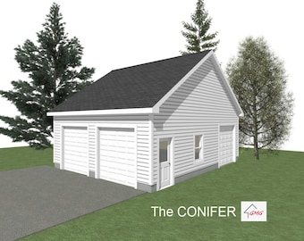 2 CAR GARAGE PLANS : 24 x 30, 10' Wall, 8/12 Pitch ( Digital Download )