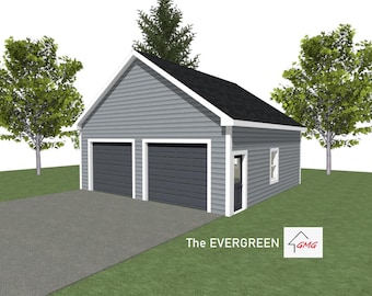 2 CAR GARAGE PLANS : 28 x 28, 10' Wall, 6/12 and 8/12 Pitch ( Digital Download )