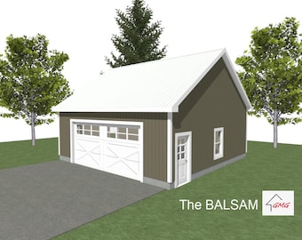 2 CAR GARAGE PLANS : 28 x 28, 10' Wall, 6/12 and 8/12 Pitch ( Digital Download )