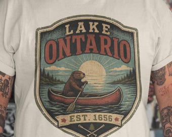 Vintage Lake Ontario Graphic Tshirt, Retro Fishing Boating Outdoor Shirt, 90s Unisex Camping Tee