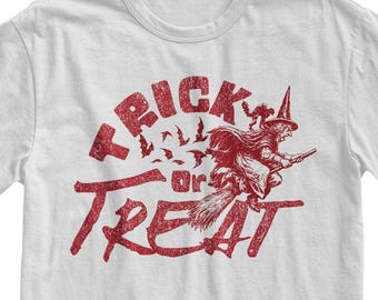 Trick or Treat Witch T-Shirt, Vintage Halloween Graphic Tee