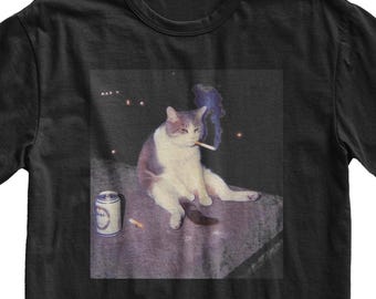 T-shirt Smoking Cat Meme, shirt grappig Brainrot Joke