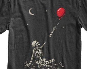 Well Shit Skeleton and Lost Balloon Tshirt, Funny Halloween Tee, Gothic Sarcastic Gift