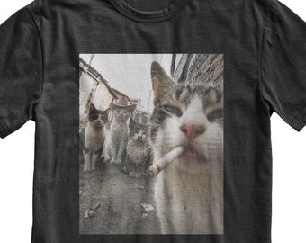 Smoking Cats Funny Meme T-Shirt, Kitten Mom Tee