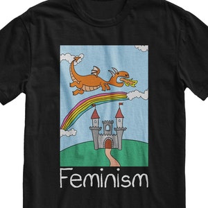 Feminism Dragon T-Shirt: Child Drawing Style, Funny Meme Tee