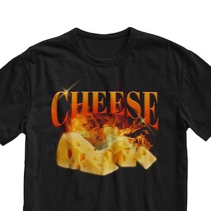 Tshirt fromage, chemise meme, t-shirt drôle, vêtements de l'an 2000, chemise bootleg, haut pour homme, cadeau petit ami, cadeau petite amie, vêtements esthétiques, t-shirt grunge