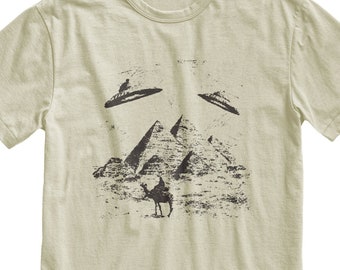 UFO Tshirt, Pyramids Shirt, Novelty Tshirts, Cool Tee, Aesthetic Clothing, Weirdcore Top, Mens Graphic Tee