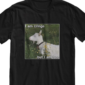 Cringe Goat Meme T-Shirt: Lustiges sarkastisches Y2K Streetwear-Shirt