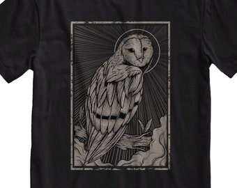 Owl T-Shirt, Owl Gift, Gothic Clothes, Grunge Clothing, Occult Shirt, Crew Neck, Bird Tee, Unisex Tee, Grunge Top, Dark Aesthetic
