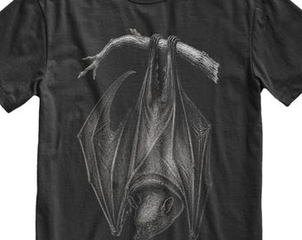 Vintage Hanging Bat T-Shirt, Gothic Halloween Graphic Tee