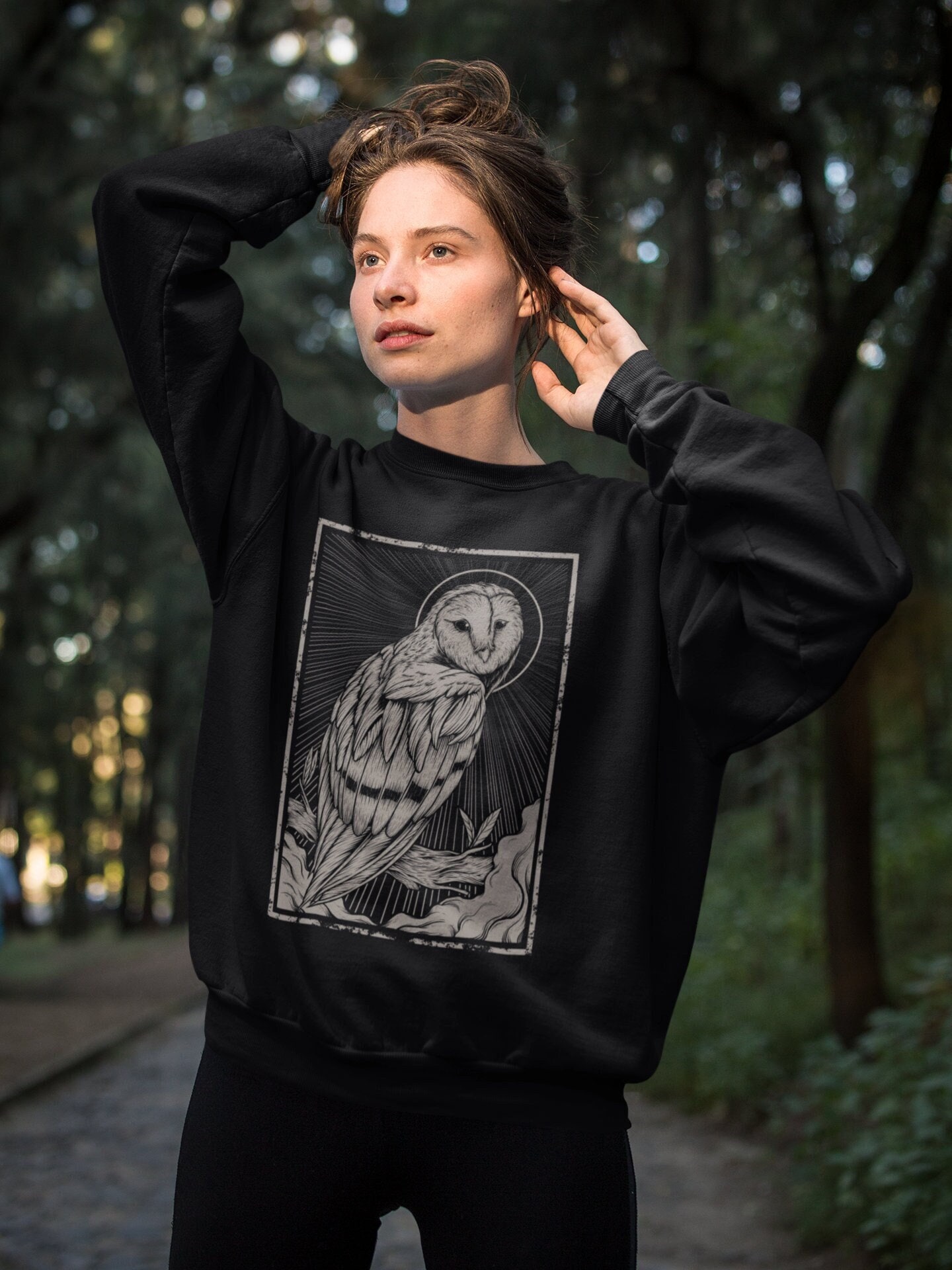 Black owl hoodie sale