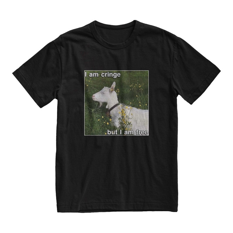 Cringe Goat Meme T-Shirt: Funny Sarcastic Y2K Streetwear image 1