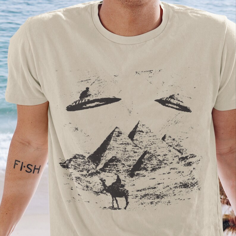UFO Tshirt, Pyramids Shirt, Novelty Tshirts, Cool Tee, Aesthetic