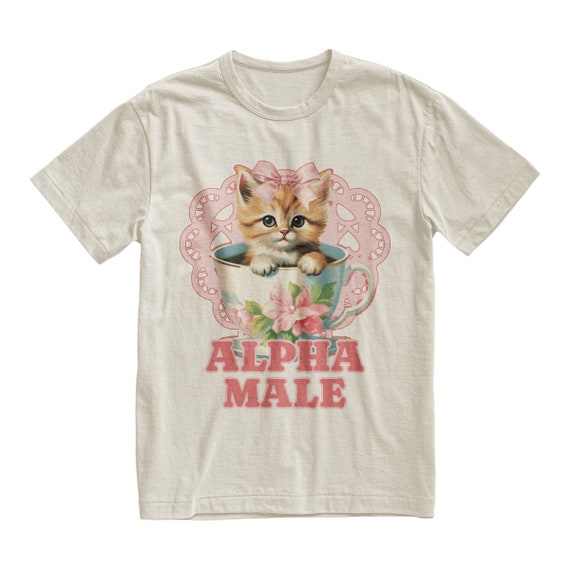 Alpha Male Kitten T-shirt, Funny Cat Meme, Unisex Softstyle