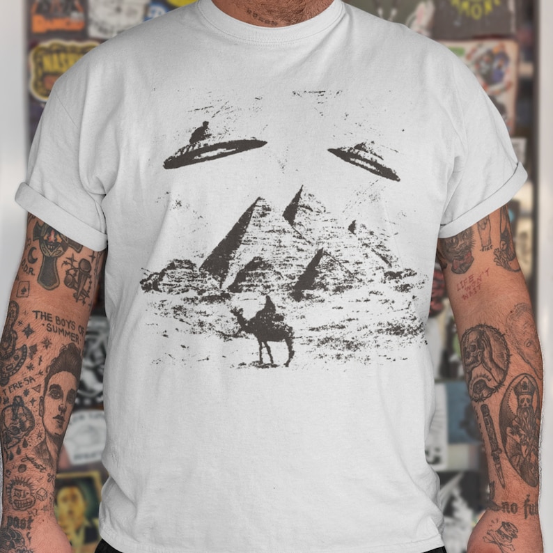 UFO Tshirt, Pyramids Shirt, Novelty Tshirts, Cool Tee, Aesthetic