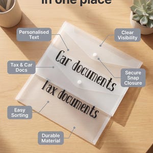 Personalized A4 Document Organizer: Clear Plastic Wallets