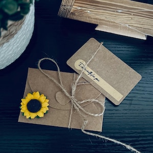 Envelopes pequenos/Cartão-presente Kraft/Envelopes de girassol seco/Cartão de aniversário/Cartão para homens e mulheres/Mensagens escritas à mão/Cartões de casamento
